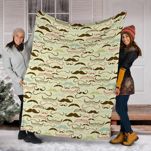 Mustache Beard Pattern Print Design 01 Premium Blanket