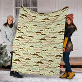 Mustache Beard Pattern Print Design 01 Premium Blanket