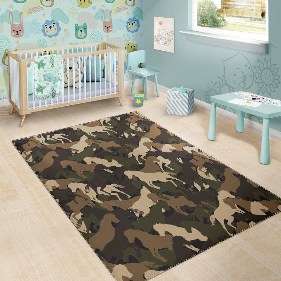 Horse Camouflage Pattern Area Rug