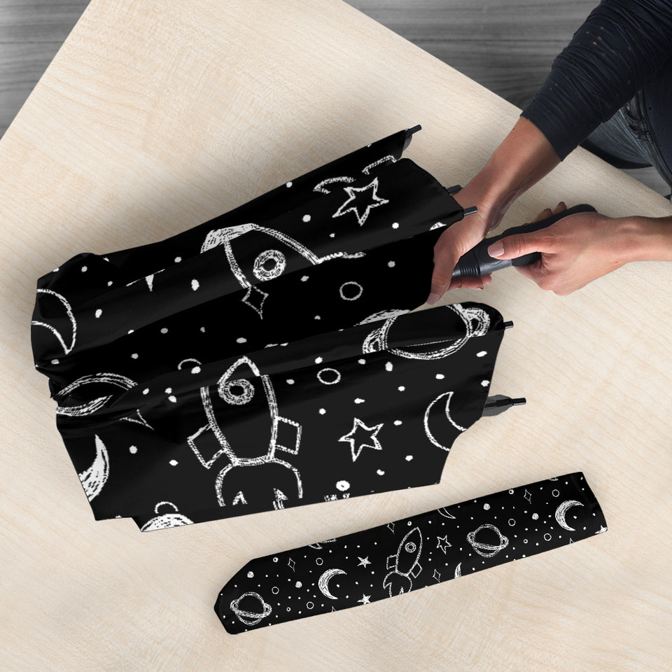 Hand Drawn Space Rocket Star Planet Umbrella