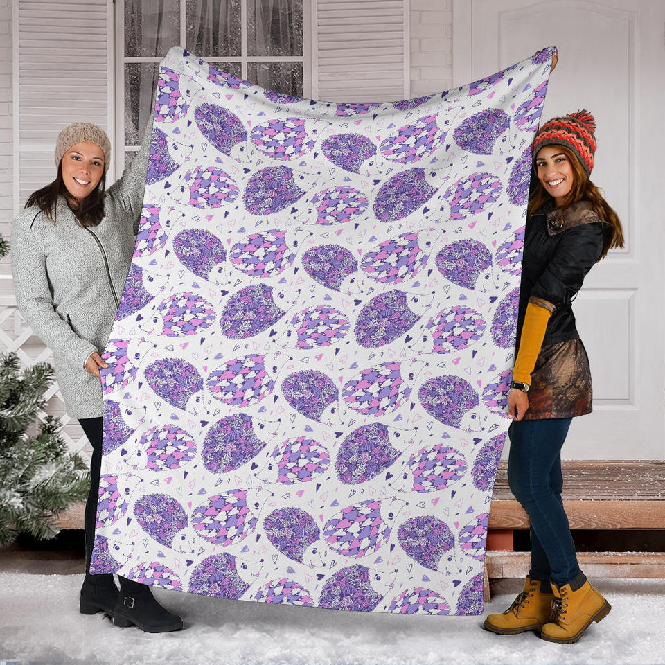 Hedgehog Pattern Print Design 05 Premium Blanket