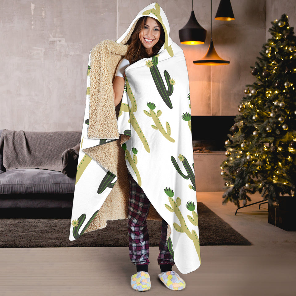 Cute Cactus Pattern Hooded Blanket