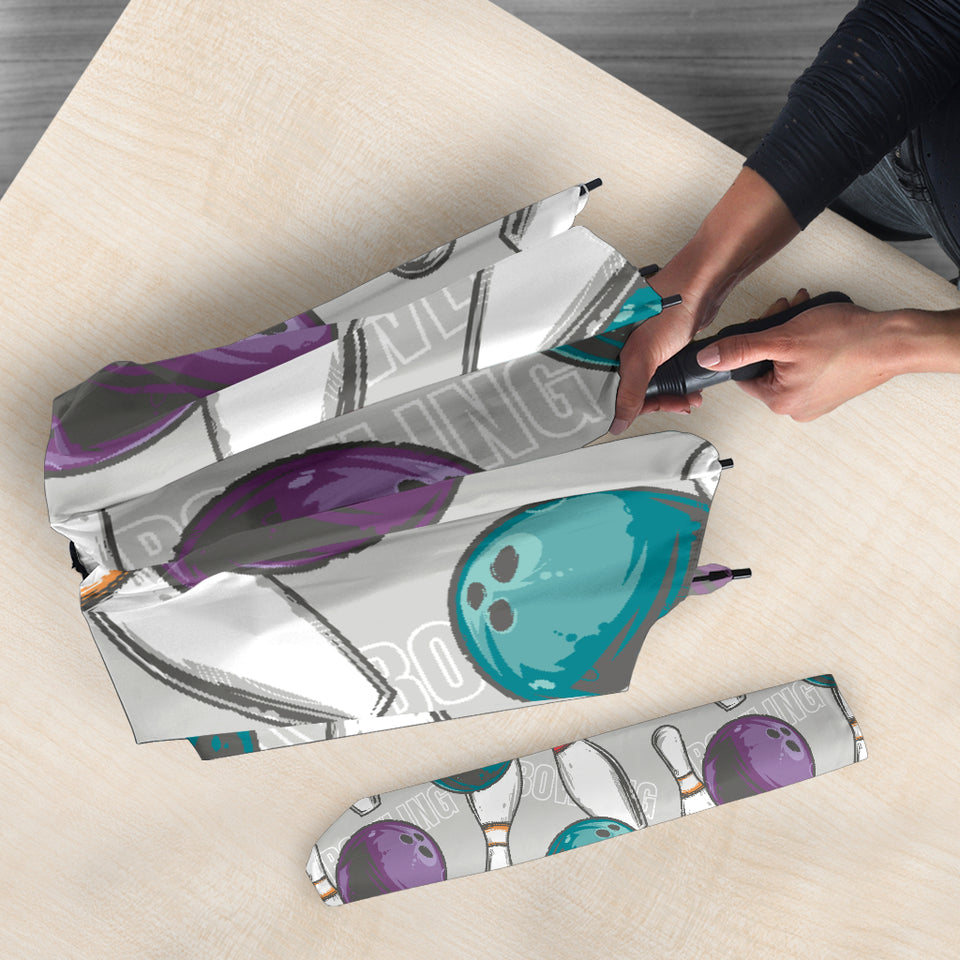 Bowling Ball And Pin Gray Background Umbrella