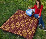 Hand Drawn Gold Saxophone Red Background  Premium Quilt