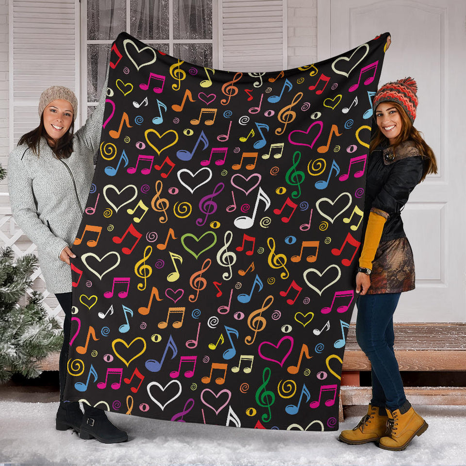 Music Notes Pattern Print Design 02 Premium Blanket
