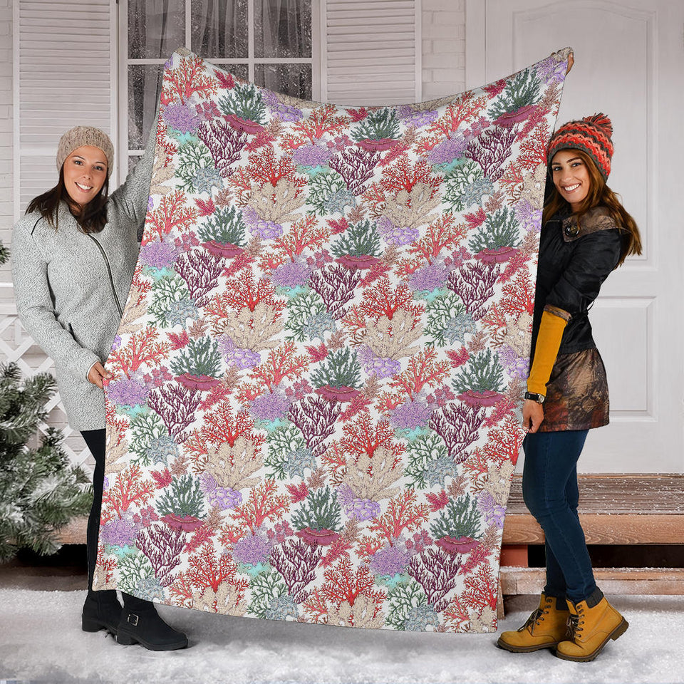 Coral Reef Pattern Print Design 03 Premium Blanket