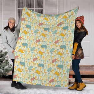 Hippopotamus Pattern Print Design 04 Premium Blanket