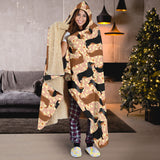 Dachshund Floral Background Hooded Blanket
