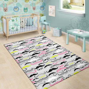Mustache Beard Pattern Print Design 02 Area Rug