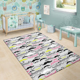 Mustache Beard Pattern Print Design 02 Area Rug