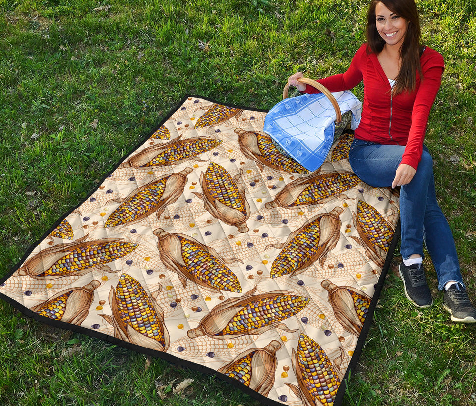 Corn Pattern Print Design 03 Premium Quilt