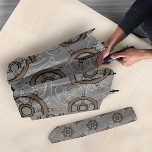 Nautical Wood Steering Wheel Pattern Umbrella