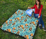 Cute Sea Otters Fishe Sea Urchin Pattern Premium Quilt