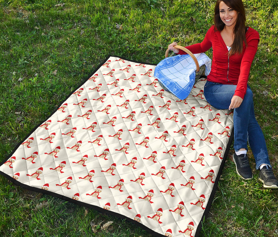 Golden Retriever Pattern Print Design 01 Premium Quilt