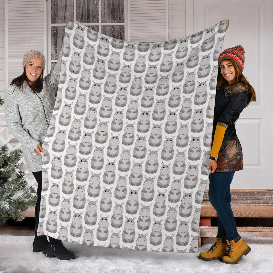 Hippopotamus Pattern Print Design 05 Premium Blanket