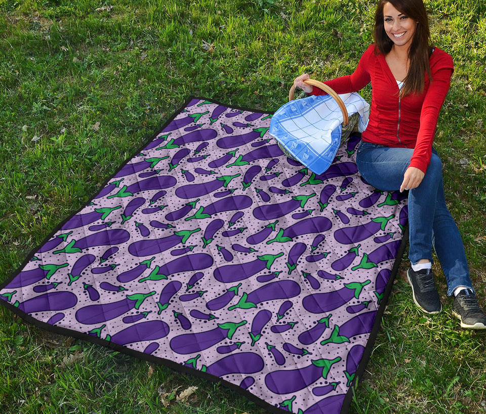 Eggplant Pattern Print Design 03 Premium Quilt