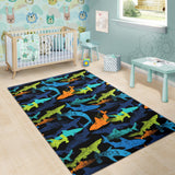 Colorful Shark Area Rug