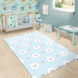 White Cute Pomeranian Pattern Area Rug