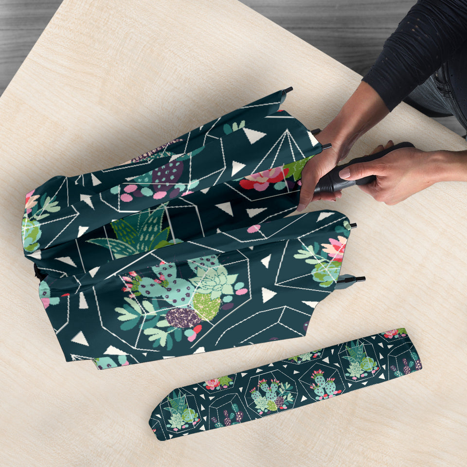 Cactus Glass Terrarium Pattern Umbrella