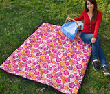 Hibiscus Pattern Print Design 01 Premium Quilt