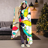 Watercolor Bowling Ball Pins Hooded Blanket