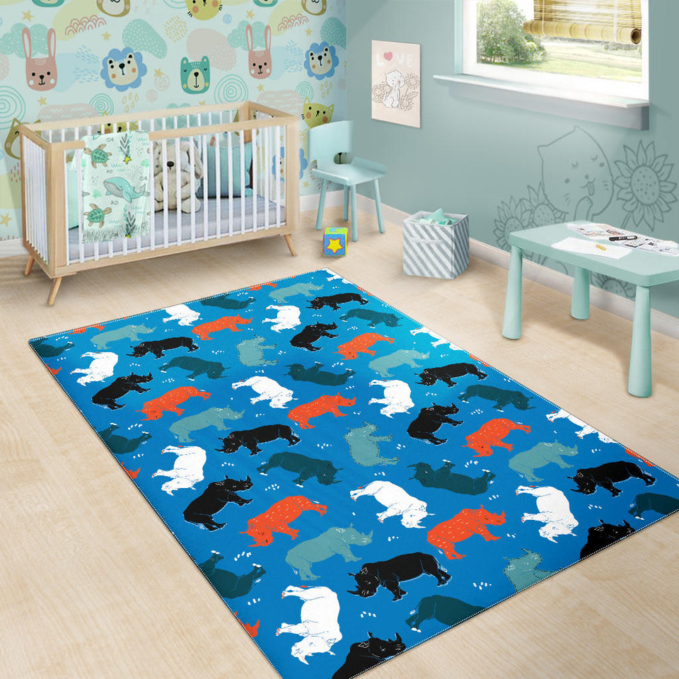 Colorful Rhino Pattern Area Rug