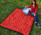 Strawberry Pattern Red Background Premium Quilt