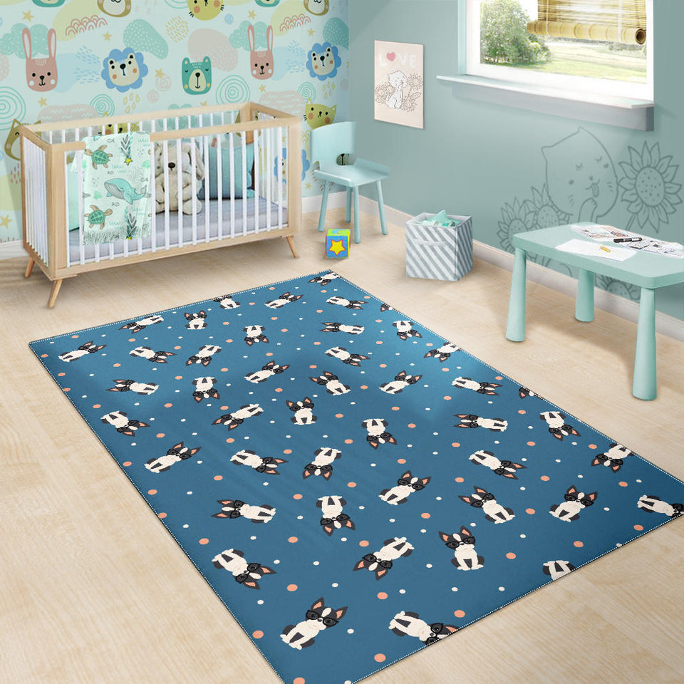 Cute Boston Terrier Dog Spattern Area Rug