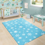 Snowflake Pattern Blue Background Area Rug