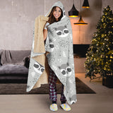 Cute Raccoons Leaves Dot Hooded Blanket