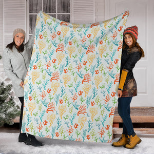 Coral Reef Pattern Print Design 02 Premium Blanket