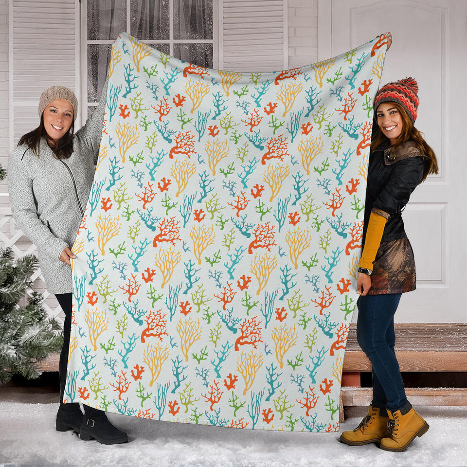 Coral Reef Pattern Print Design 02 Premium Blanket