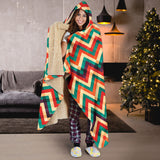 Zigzag  Chevron Colorful Pattern Hooded Blanket