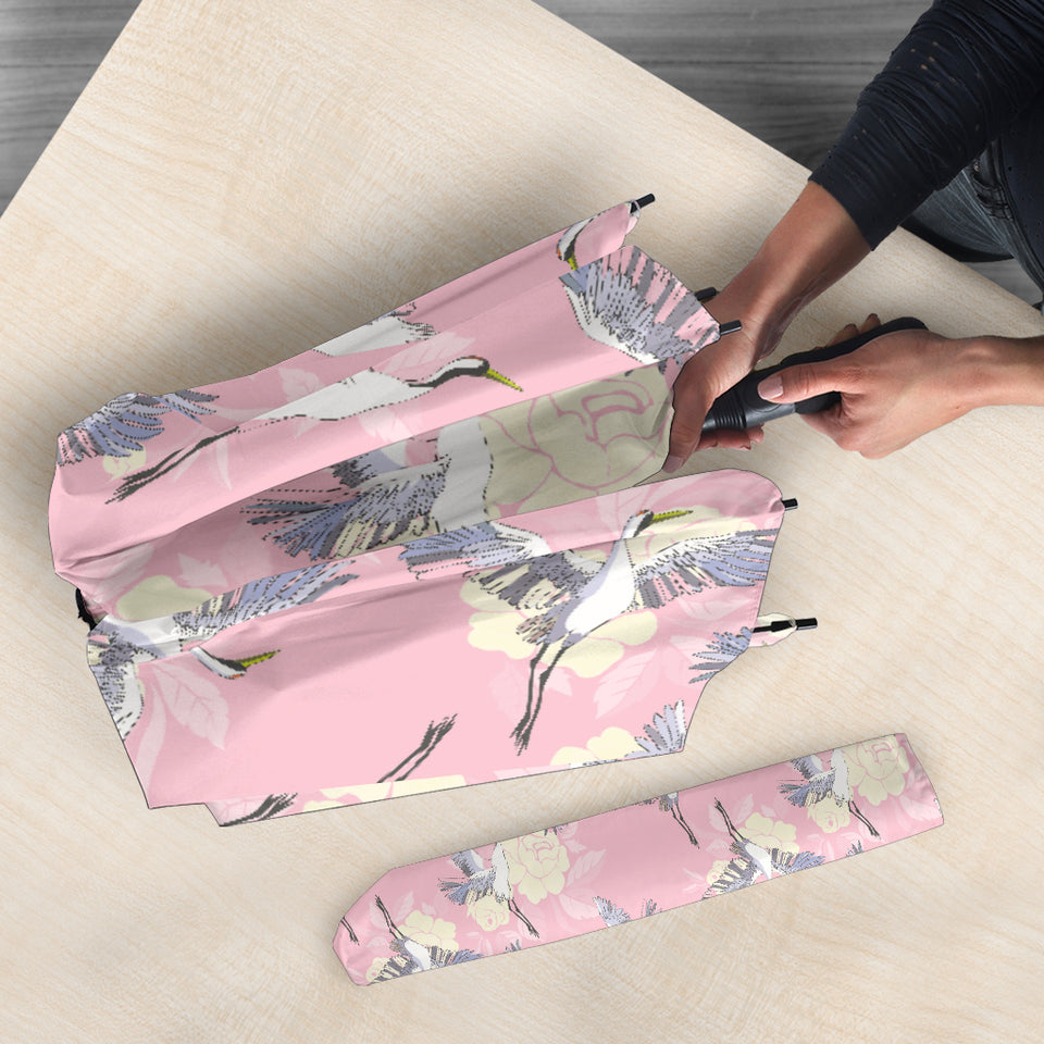Japanese Crane Rose Pattern Umbrella