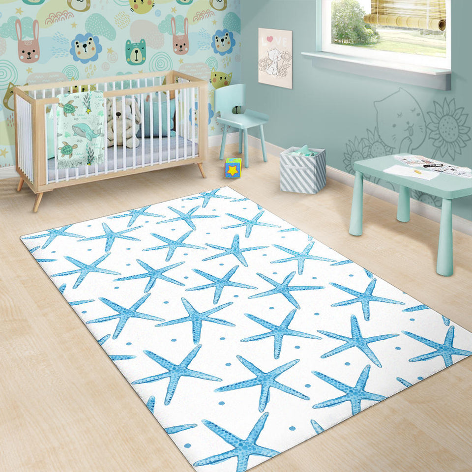 Watercolor Starfish Pattern Area Rug