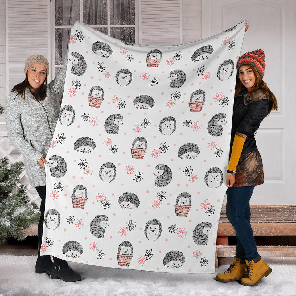 Hedgehog Pattern Print Design 02 Premium Blanket