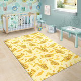 Saxophone Cornet Pattern Yellow Background Area Rug