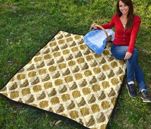 Lion Pattern Print Design 02 Premium Quilt