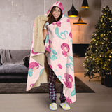 Cute Little Mermaid Pattern Hooded Blanket