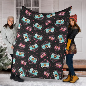 Camera Pattern Print Design 04 Premium Blanket