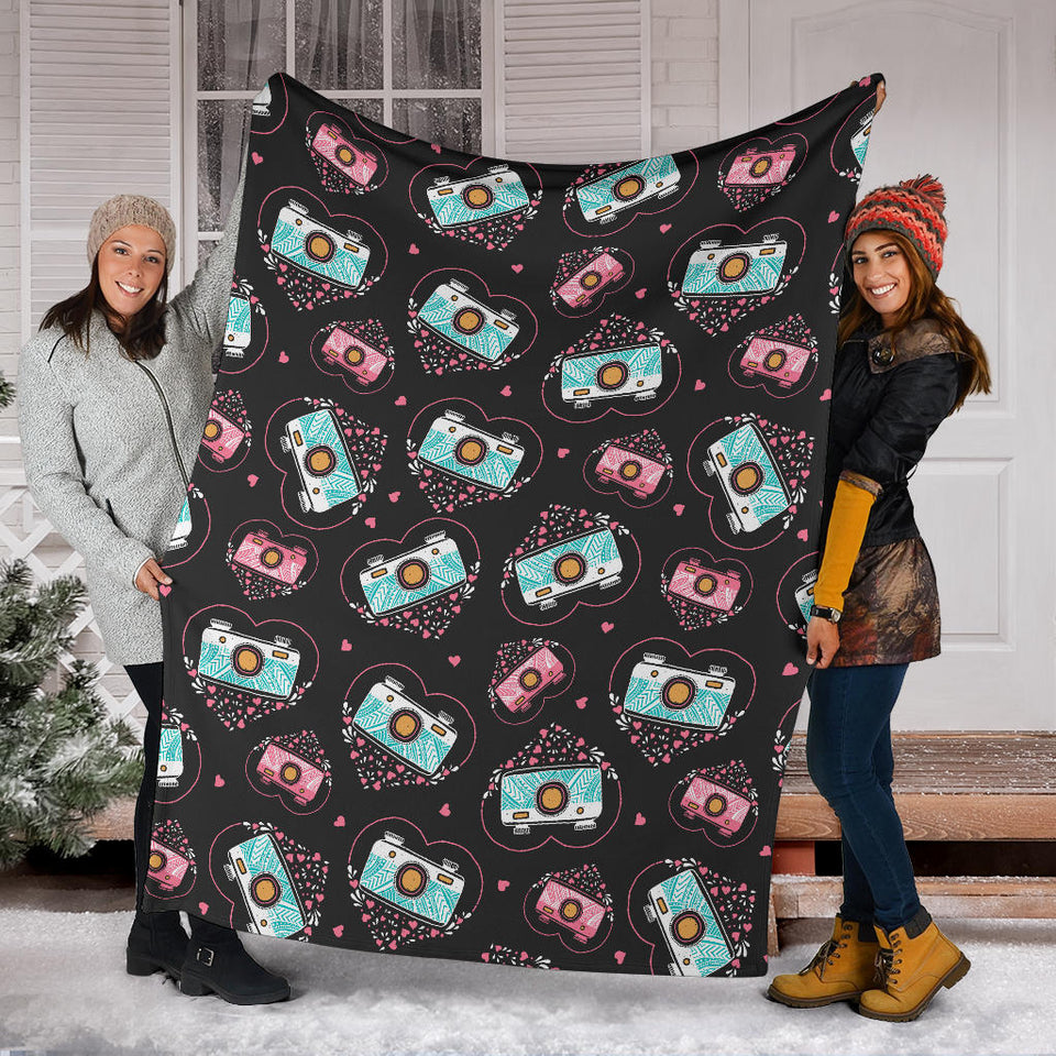 Camera Pattern Print Design 04 Premium Blanket
