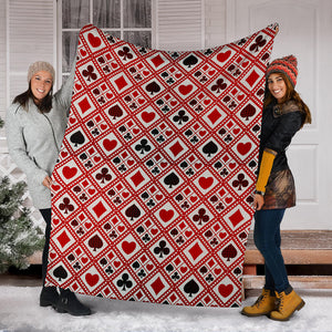 Casino Cards Suits Pattern Print Design 03 Premium Blanket