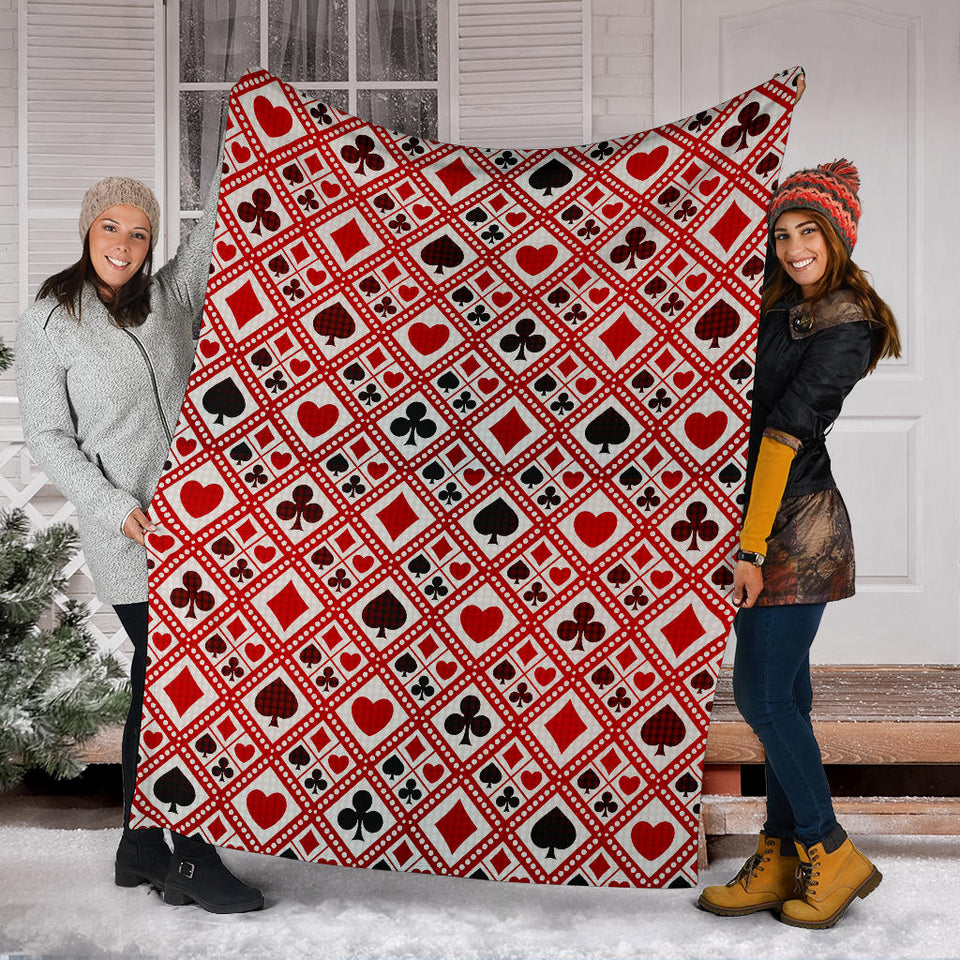 Casino Cards Suits Pattern Print Design 03 Premium Blanket