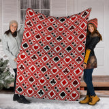 Casino Cards Suits Pattern Print Design 03 Premium Blanket