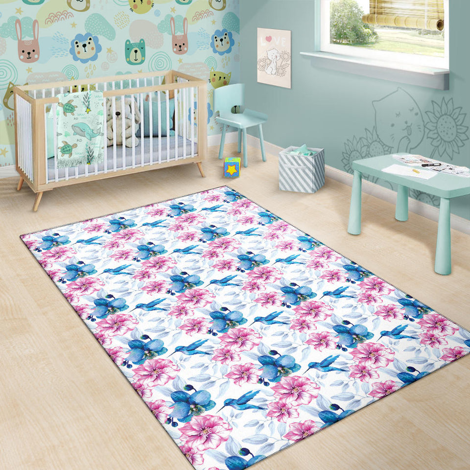 Hummingbird Pattern Print Design 02 Area Rug