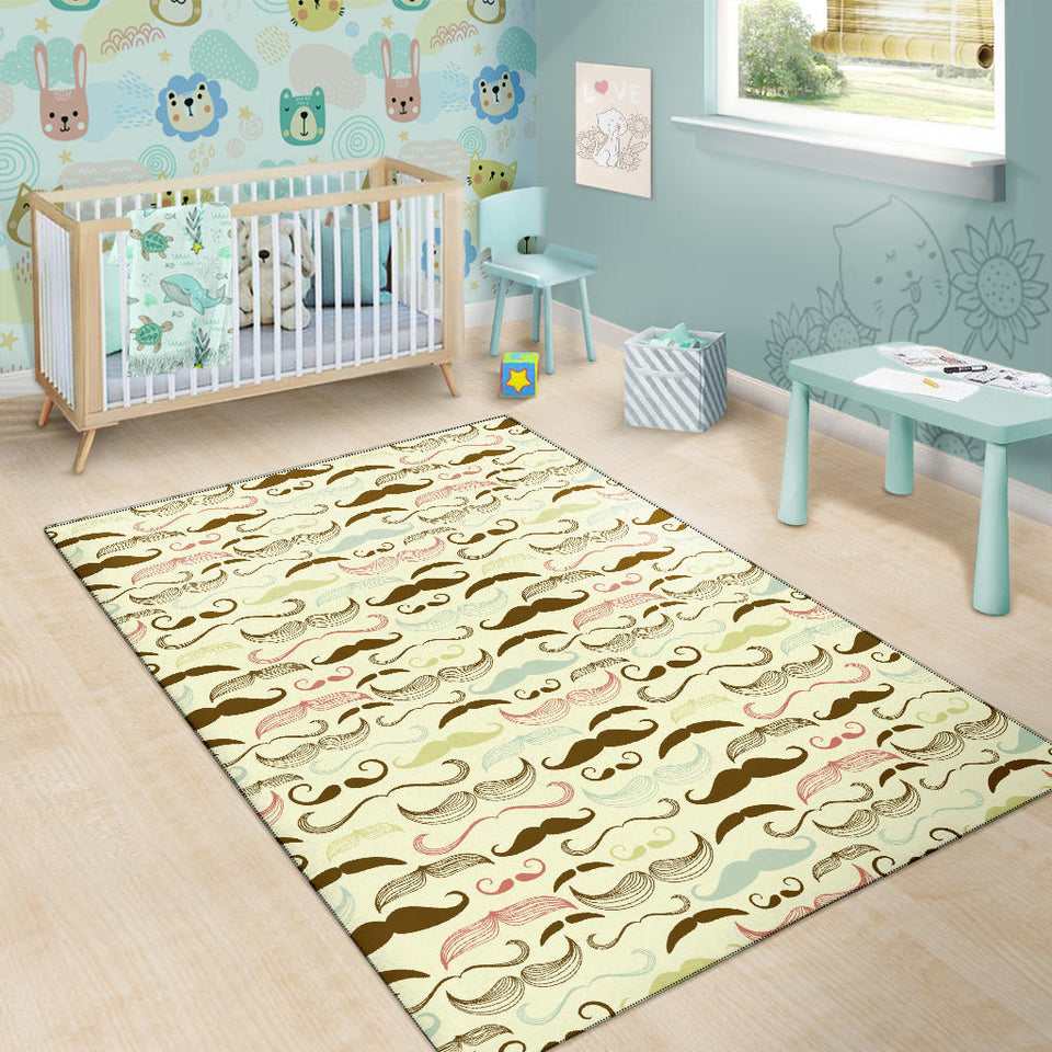Mustache Beard Pattern Print Design 01 Area Rug