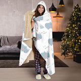 Cute Rhino Heart Pattern Hooded Blanket