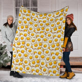 Fried Eggs Pattern Print Design 02 Premium Blanket