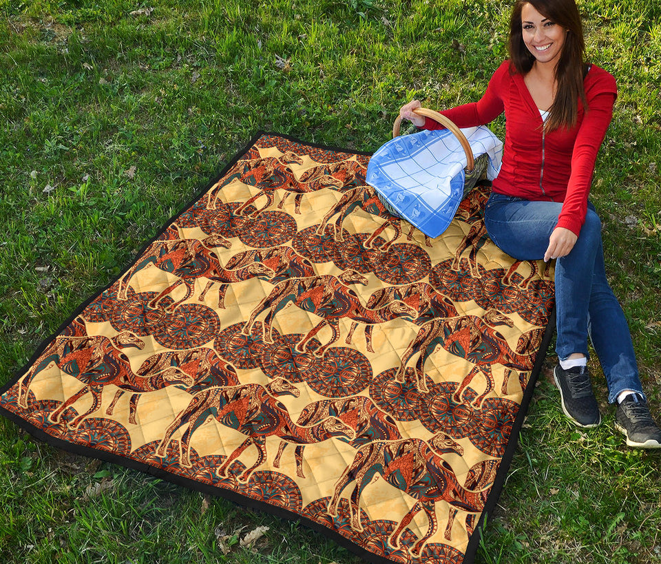 Camel Polynesian Tribal Design Pattern Premium Quilt