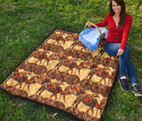 Camel Polynesian Tribal Design Pattern Premium Quilt